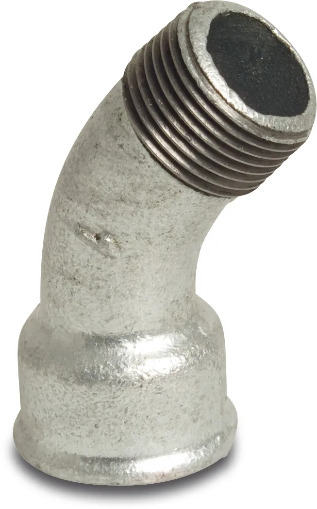 Profec Nr. 40 Bend 45° cast iron galvanised 3/8" female thread x male thread 25bar DVGW