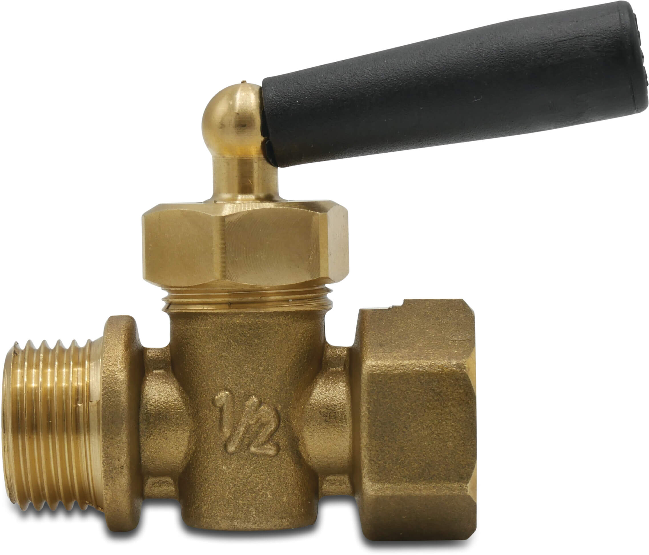 Pressure gauge valve brass 1/2" male thread x female thread 2,5bar