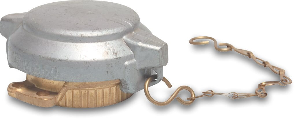 Tanker coupler cap brass DN50 x 2" male part TW x female thread with aluminium lid type VK + MB