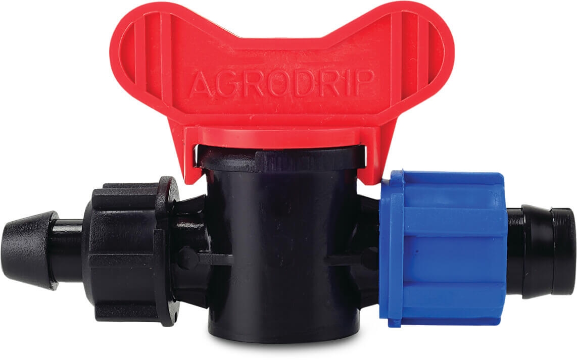 Zawór mini PP 17 mm x 15 mm taśma x wcisk czarny