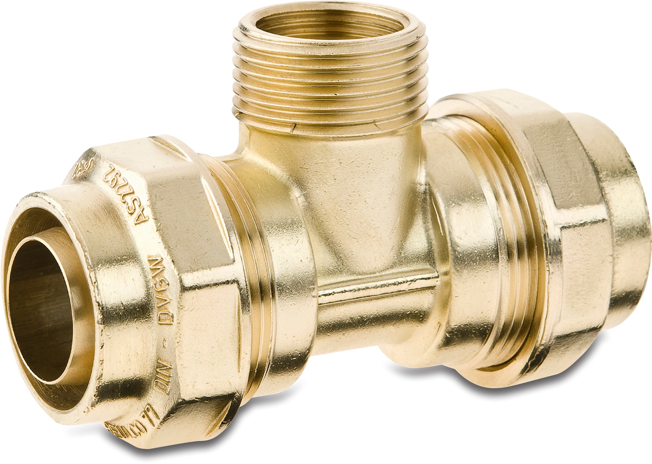 Beulco T-piece 90° brass 40 mm x 1 1/4" x 40 mm compression x male thread x compression SDR 9 10bar KIWA type 77180