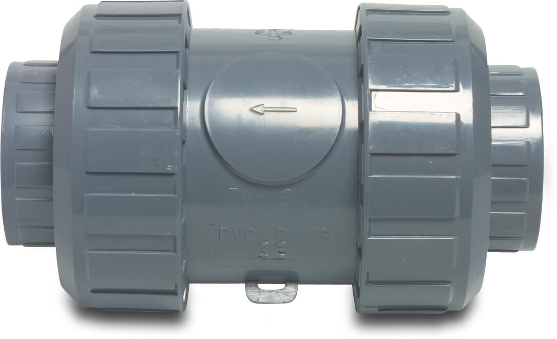 Praher Kontraventil fjederbelastet PVC-U 50 mm limmuffe 16bar DN40 grå type S4