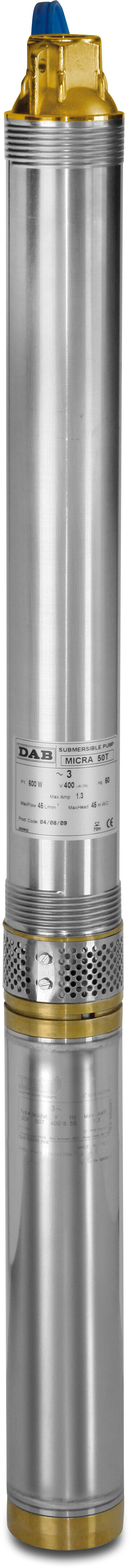 DAB Deep well pump stainless steel 304 1" female thread 2,4A 230VAC with 1.4m cable type Micra 100M oil cooling