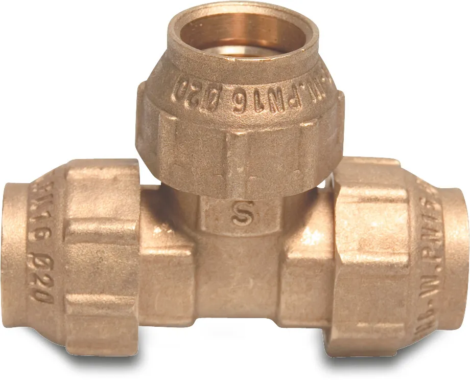 T-stuk 90° messing 32 mm knel 16bar S1