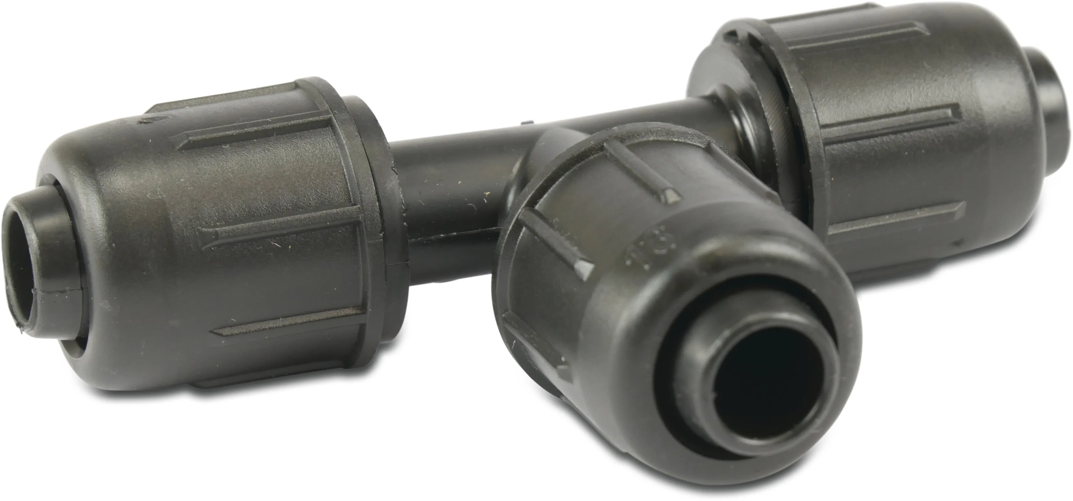 T-stuk 90° PP 25 mm lock 4bar zwart