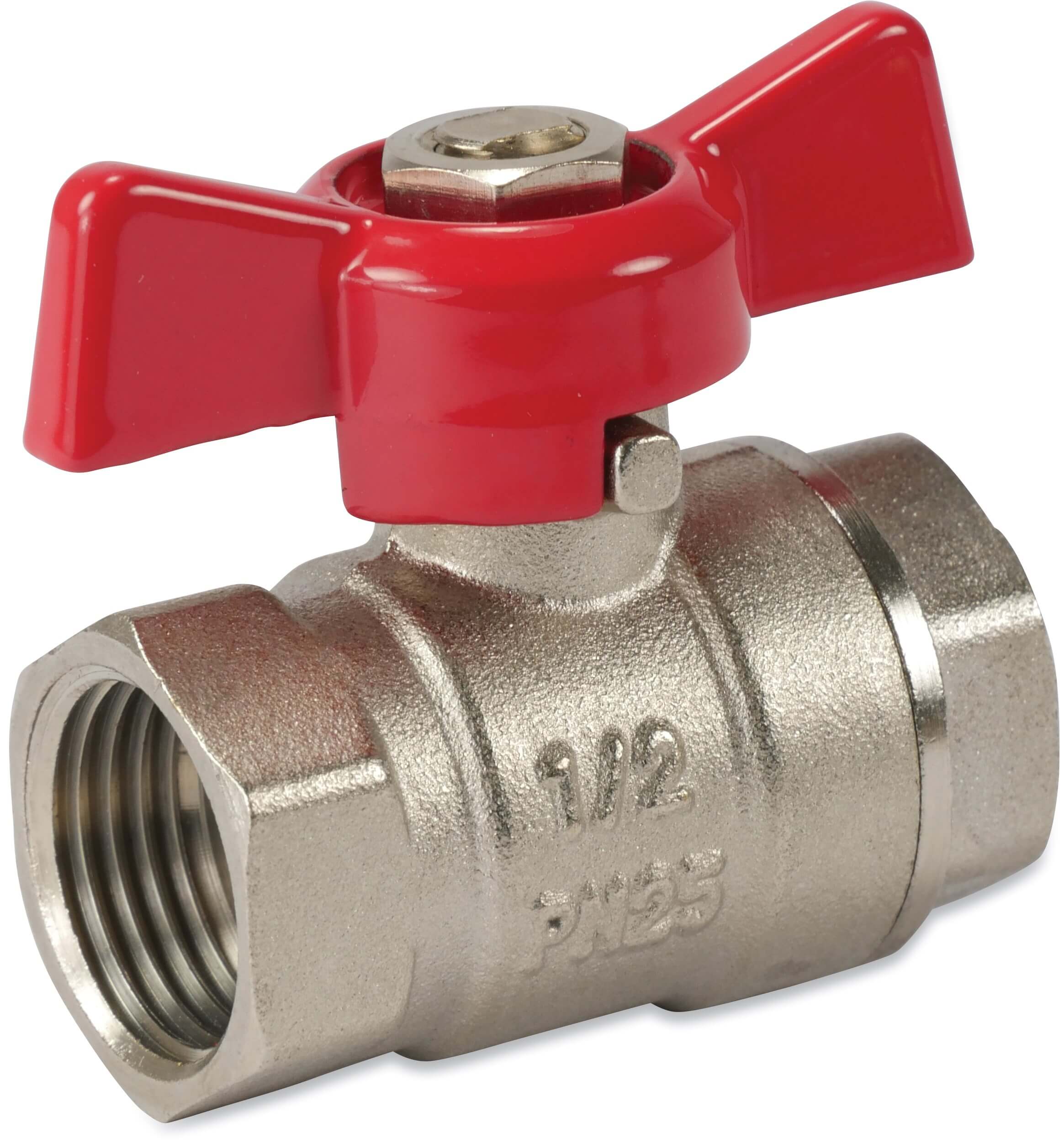 Profec Ball valve brass nickel plated 3/8" female thread 25bar type 103