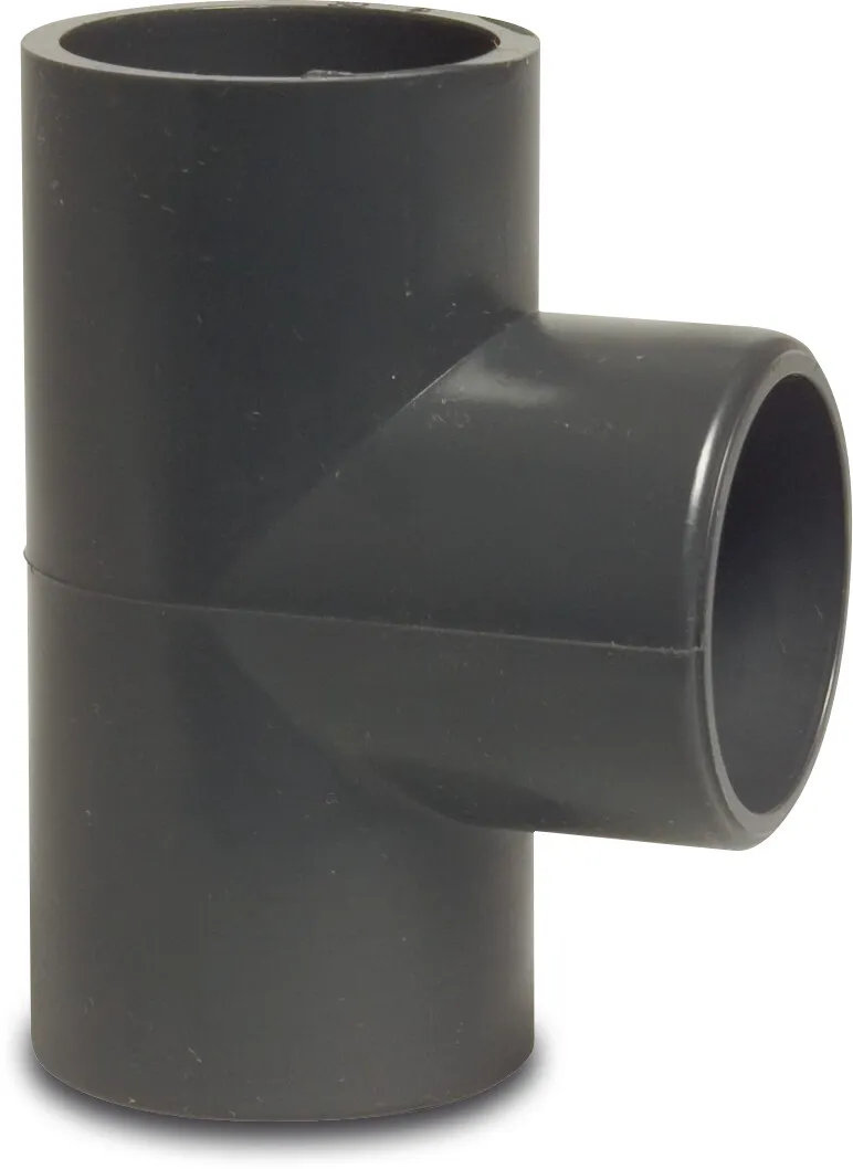 T-piece 90° PVC-U 50 mm glue socket 16bar grey