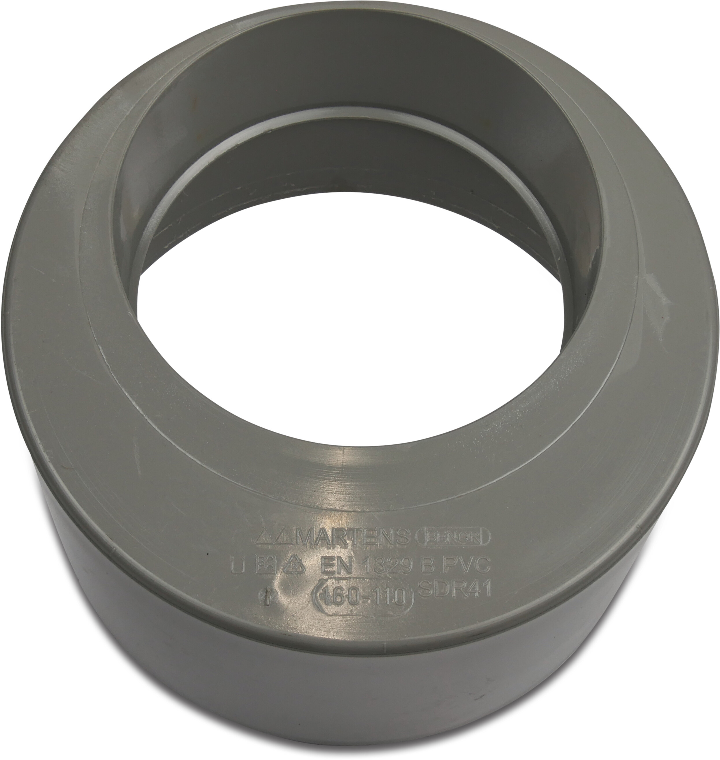 Reduzierstück exzentrisch PVC-U 125 mm x 160 mm Klebemuffe x Stutzen Grau KOMO
