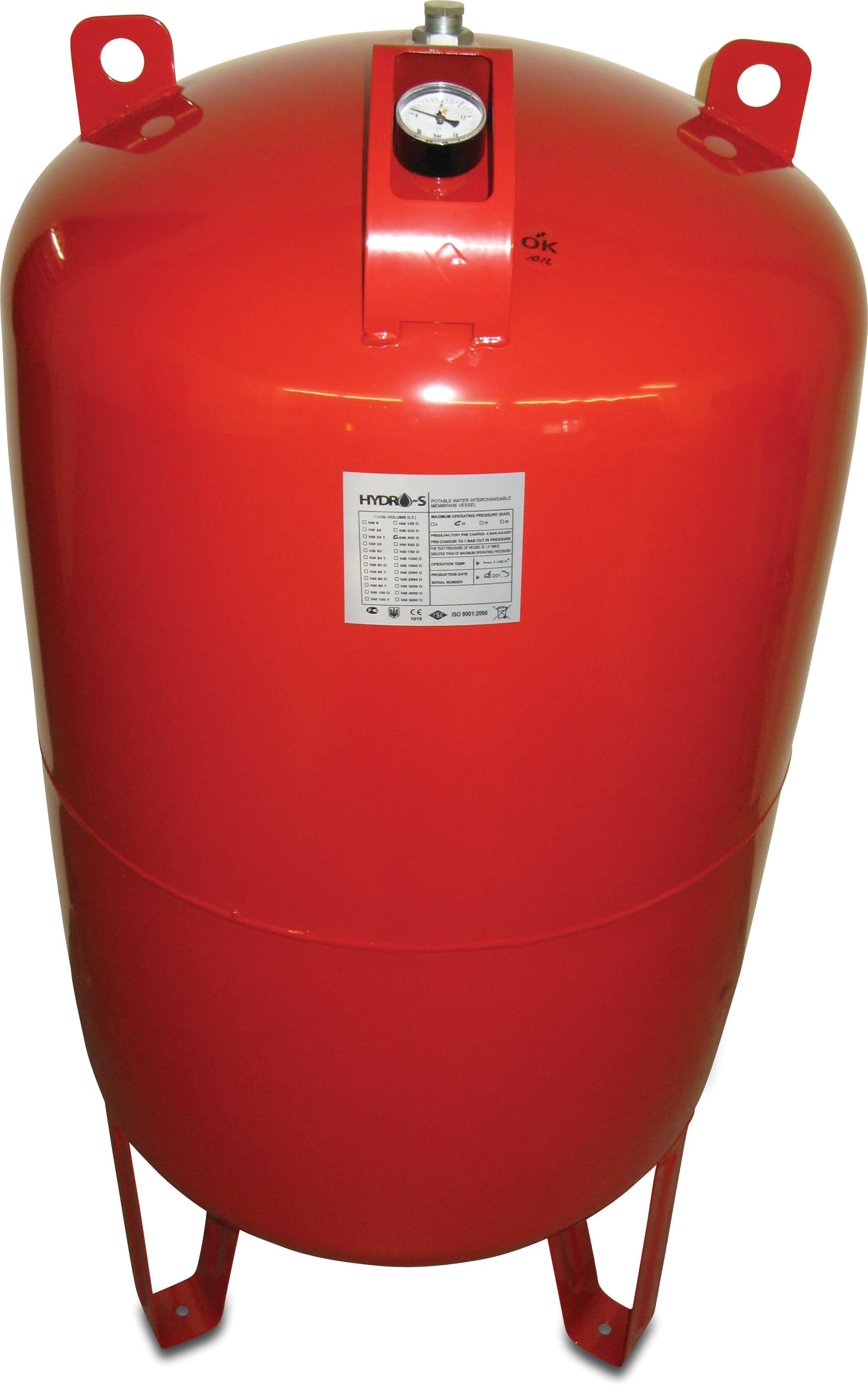 Profec Pressure tank steel powder coating 1 1/4" female thread 10bar red 300ltr type vertical