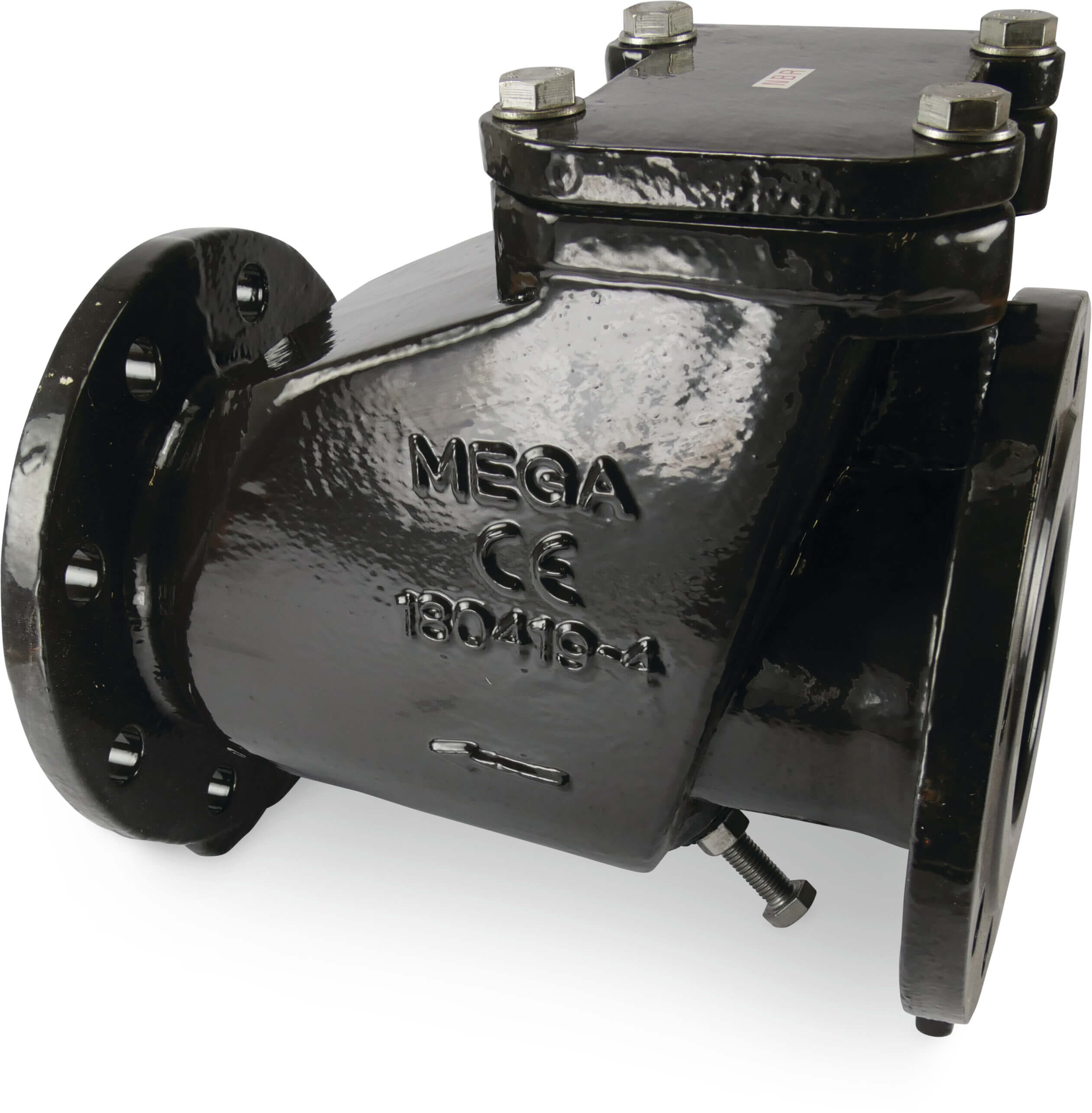 Profec Rückschlagklappe Sphäroguss (GGG40) DN100 DIN Flansch Schwarz PN 10/16