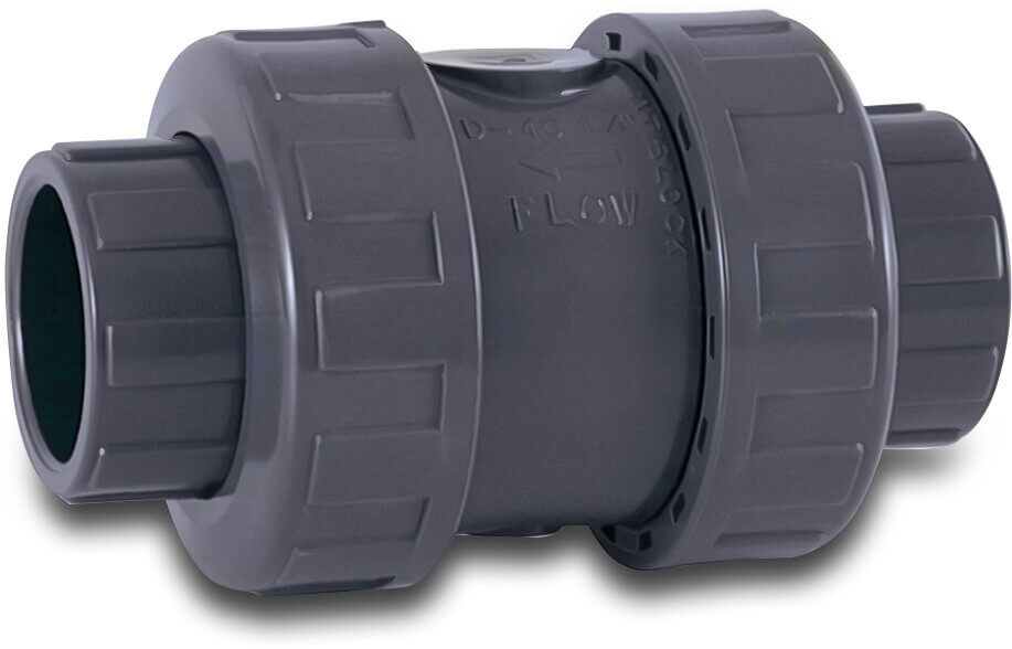 Check valve spring loaded PVC-U 90 mm glue socket 10bar DN80 grey type 5000