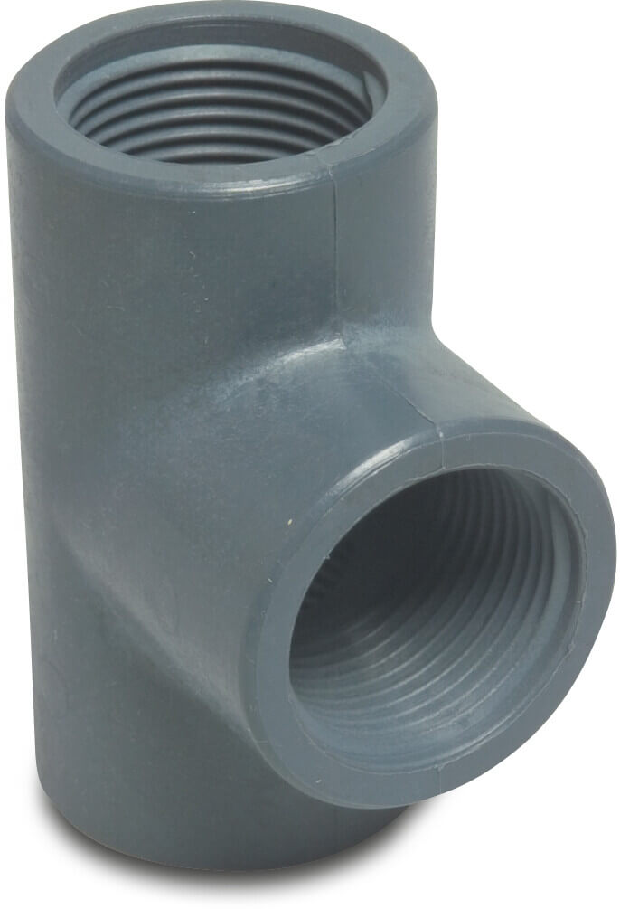 T-stykke 90° PP 1 1/4" indvendig gevind 10bar grå