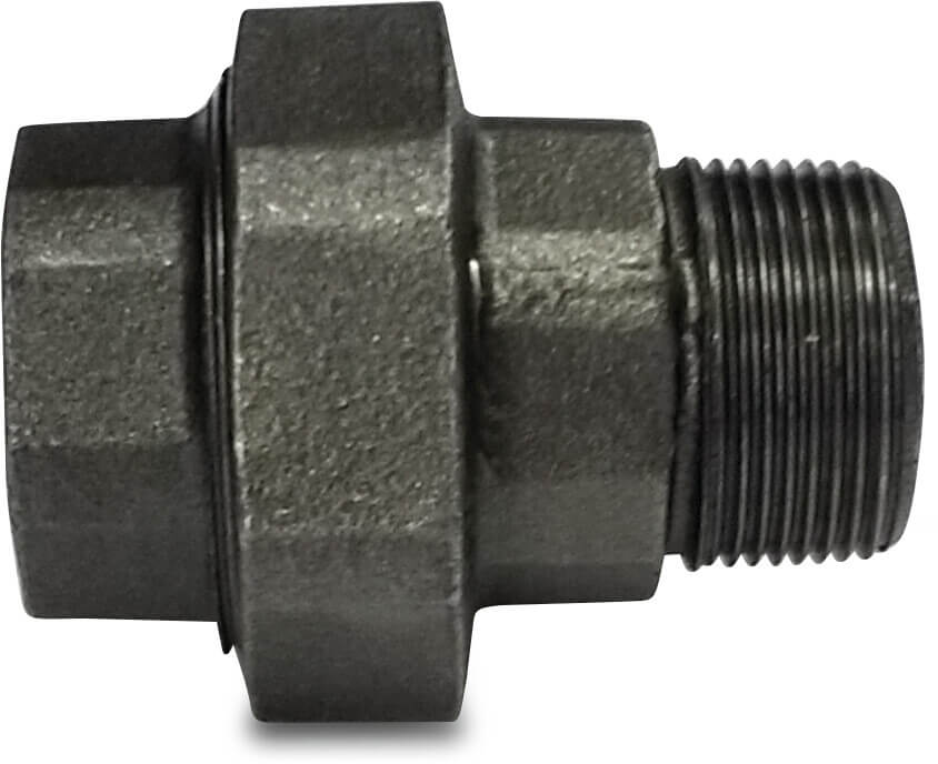 Nr. 331 Union coupler cast iron black 3/4" female thread x male thread 25bar DVGW type flat