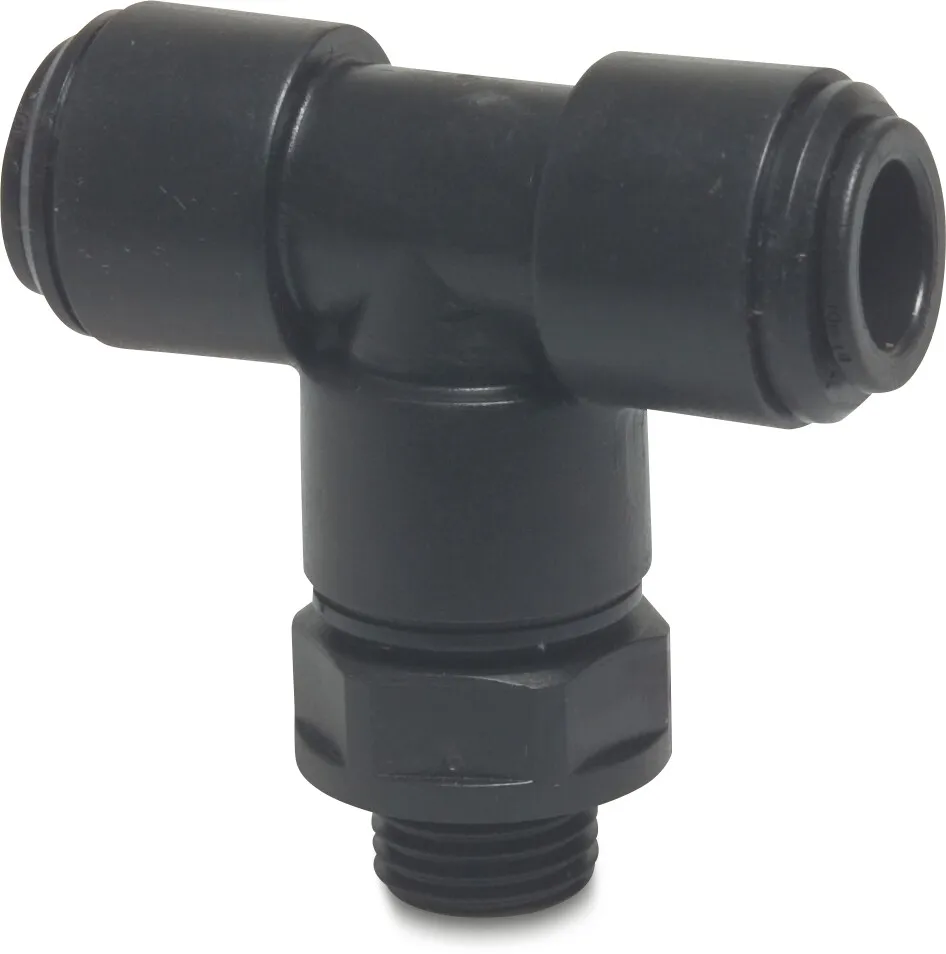 Speedfit T à 90° POM 8 mm x 1/4" x 8 mm à emboiter x filetage mâle x à emboiter 10bar noir type Super