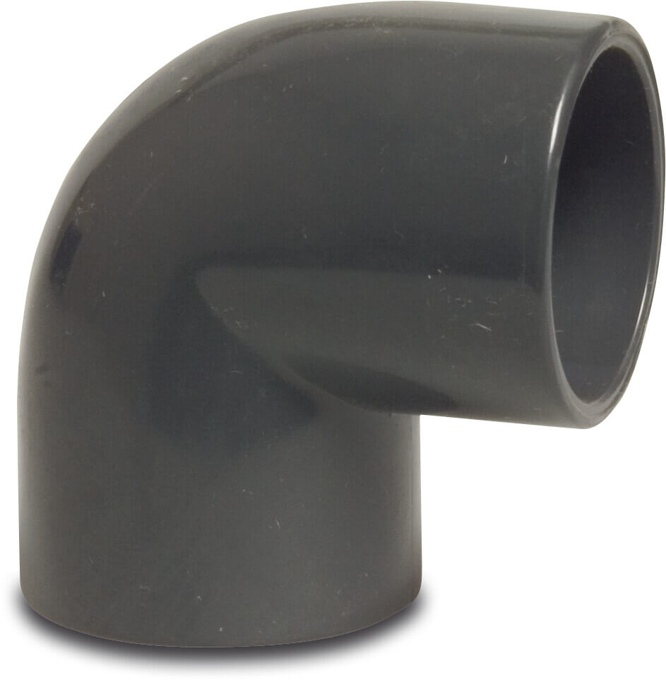 Winkel 90° PVC-U 50 mm Klebemuffe 16bar Grau