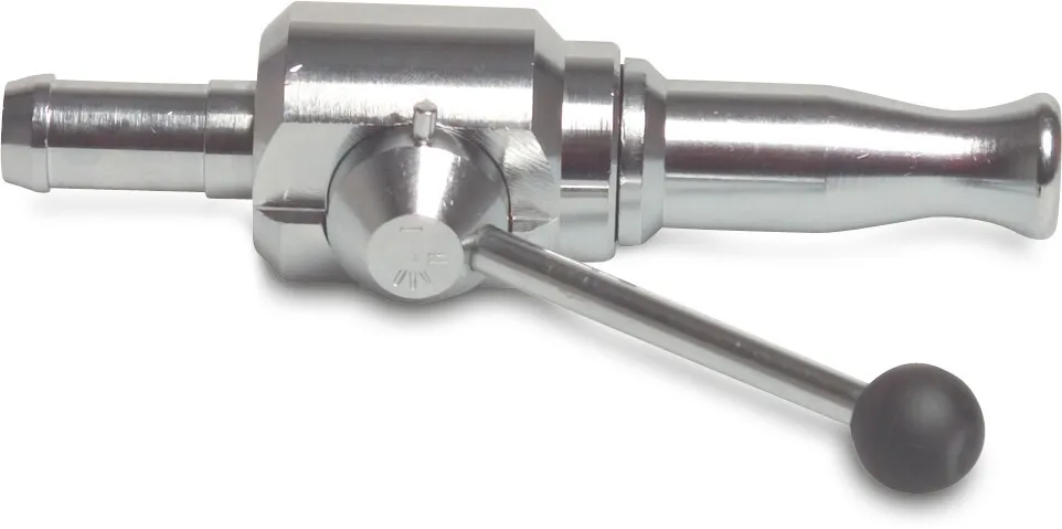 Afsluitbare straalspuit messing verchroomd 1" x 25 mm slangtule type met kraan