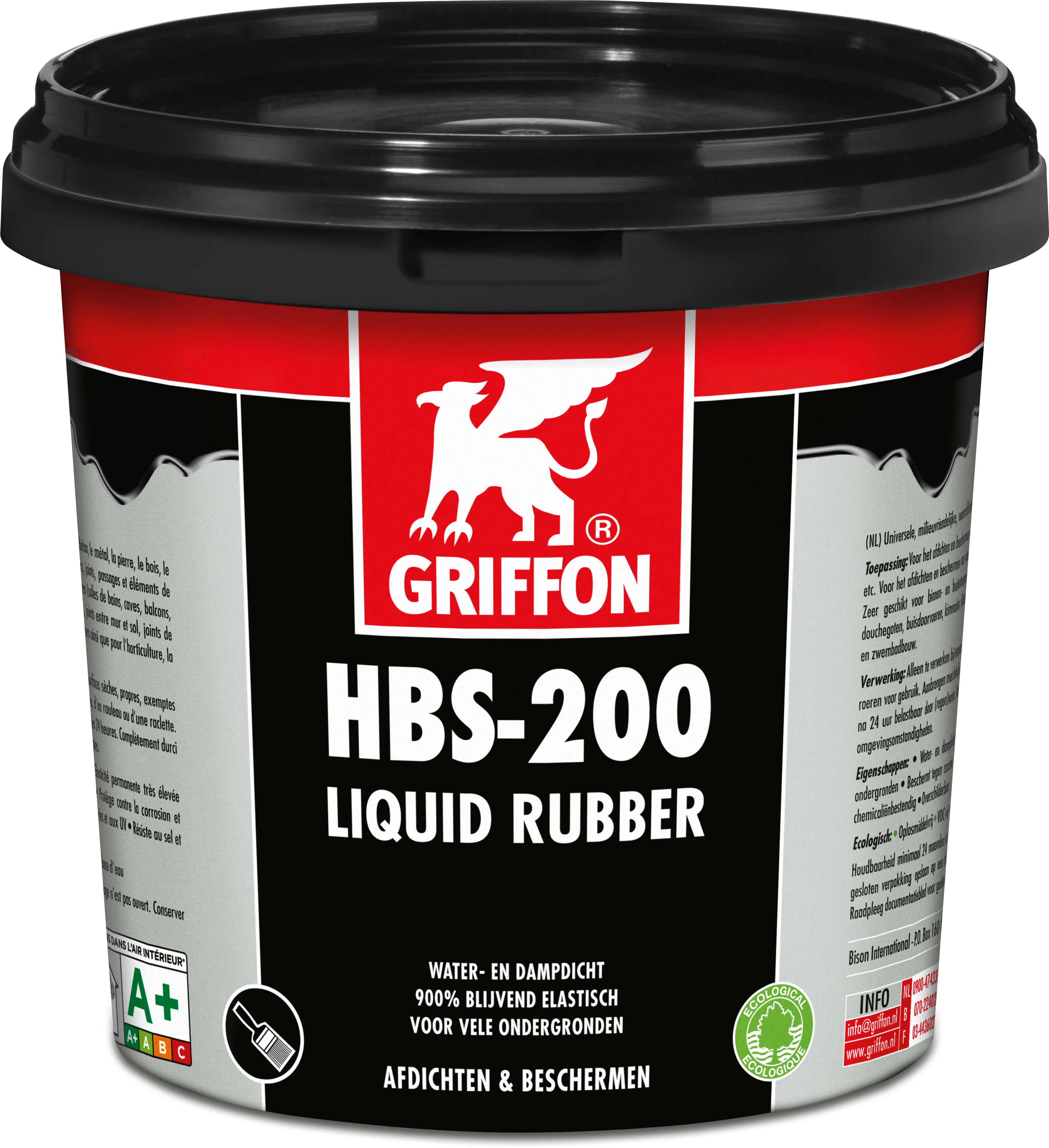 Griffon Vloeibaar rubber zwart 5ltr type HBS-200