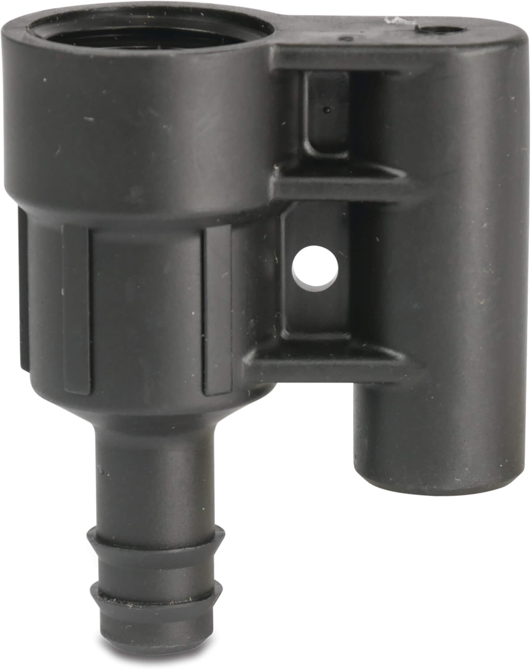NaanDan Adaptor plastic 1/2" x 9/12 mm female thread x barbed black type stand 52