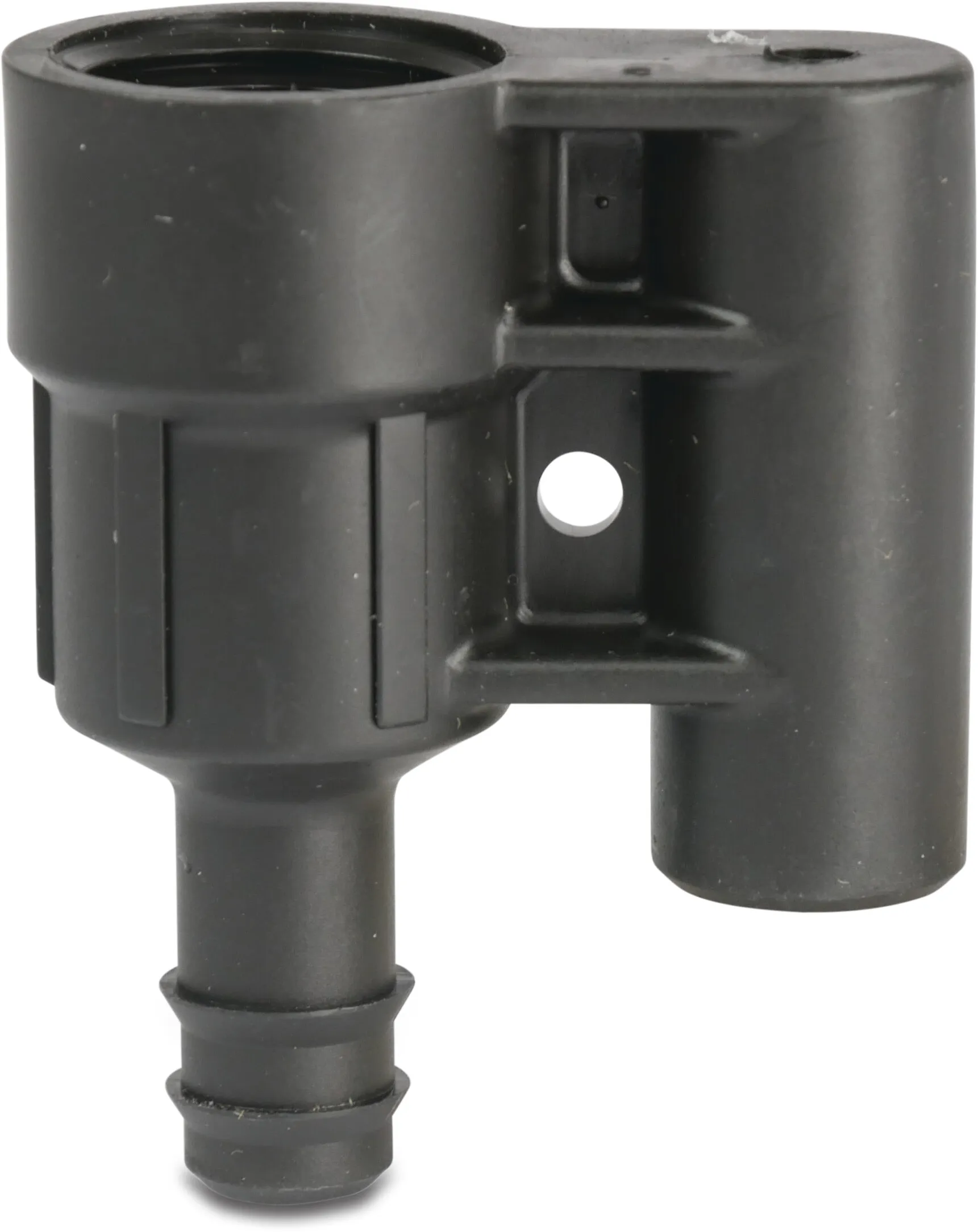 NaanDan Adaptor plastic 1/2" x 9/12 mm female thread x barbed black type stand 52