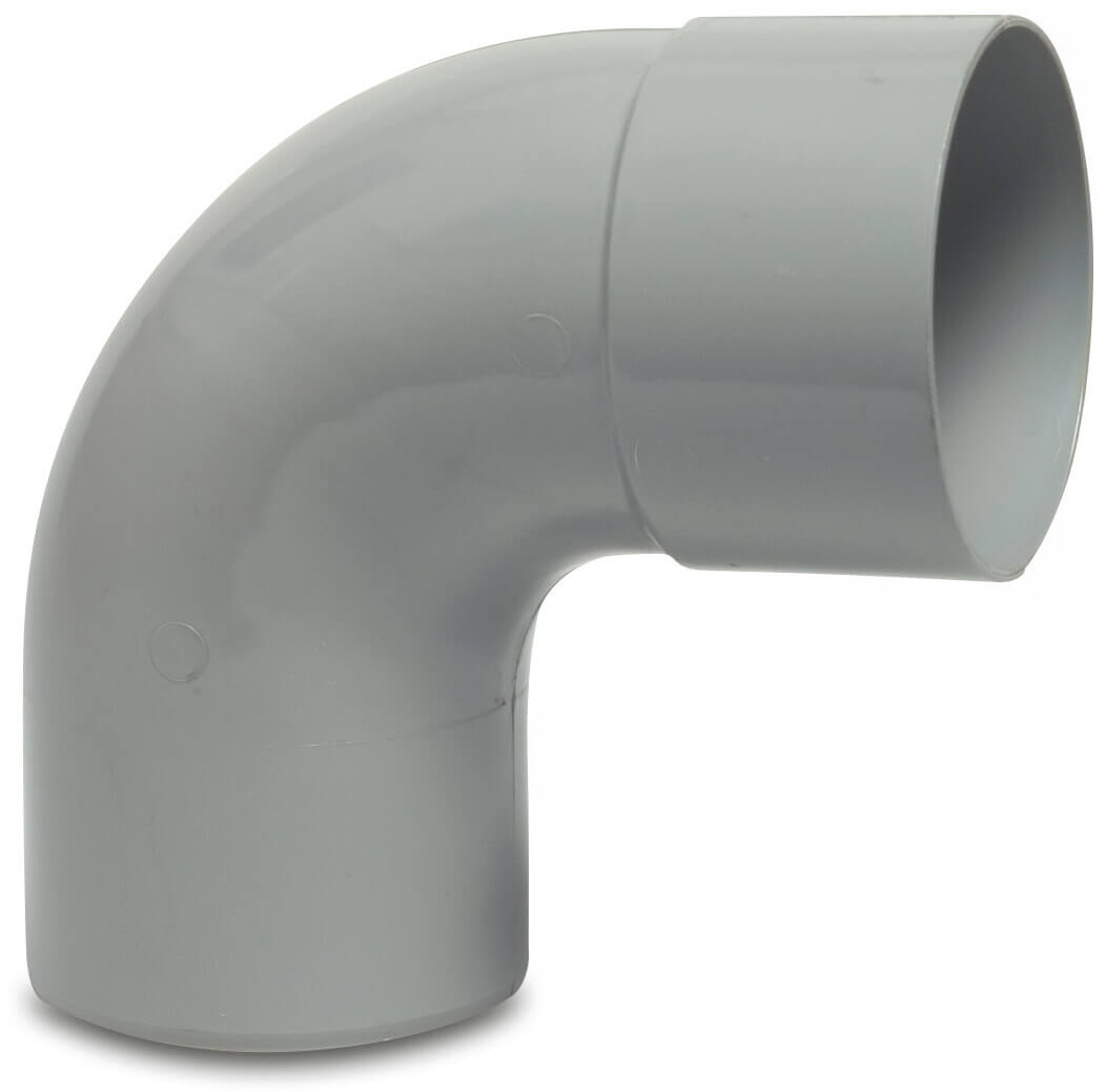 Bogen 87° PVC-U 70 mm Klebemuffe x Stutzen Grau