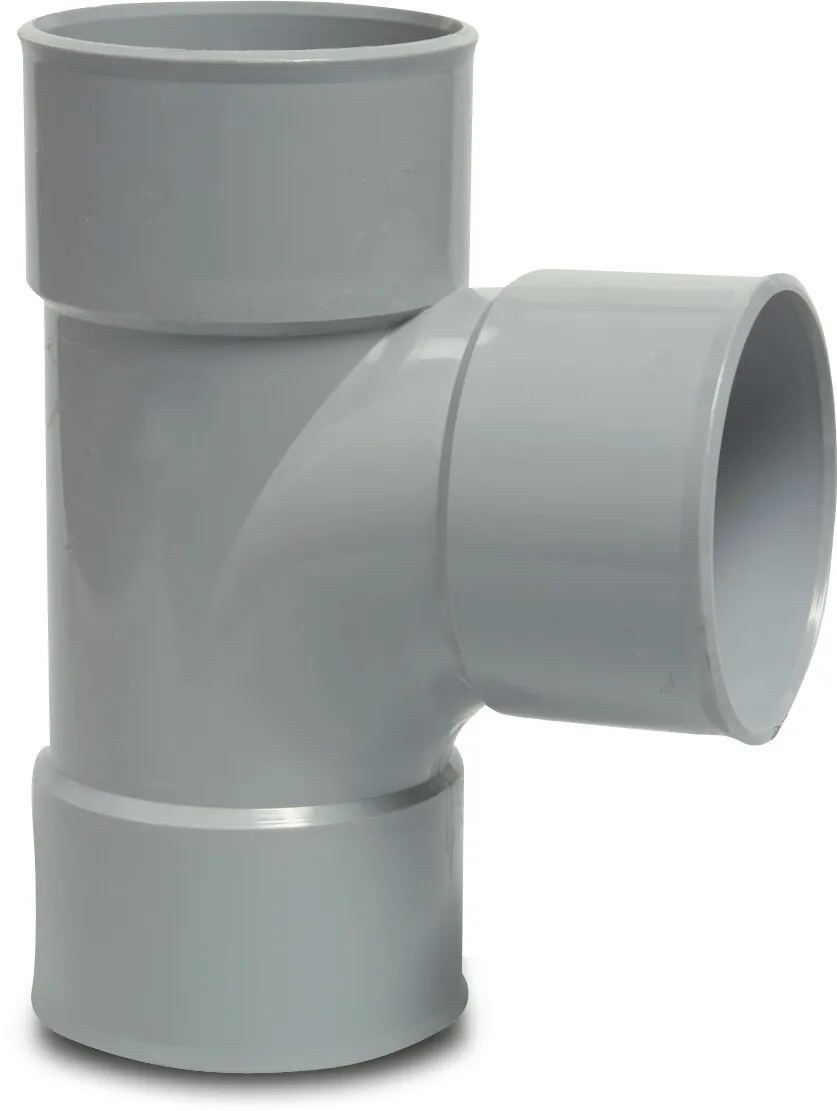 Drainage T-piece 87° PVC-U 75 mm glue socket grey KOMO