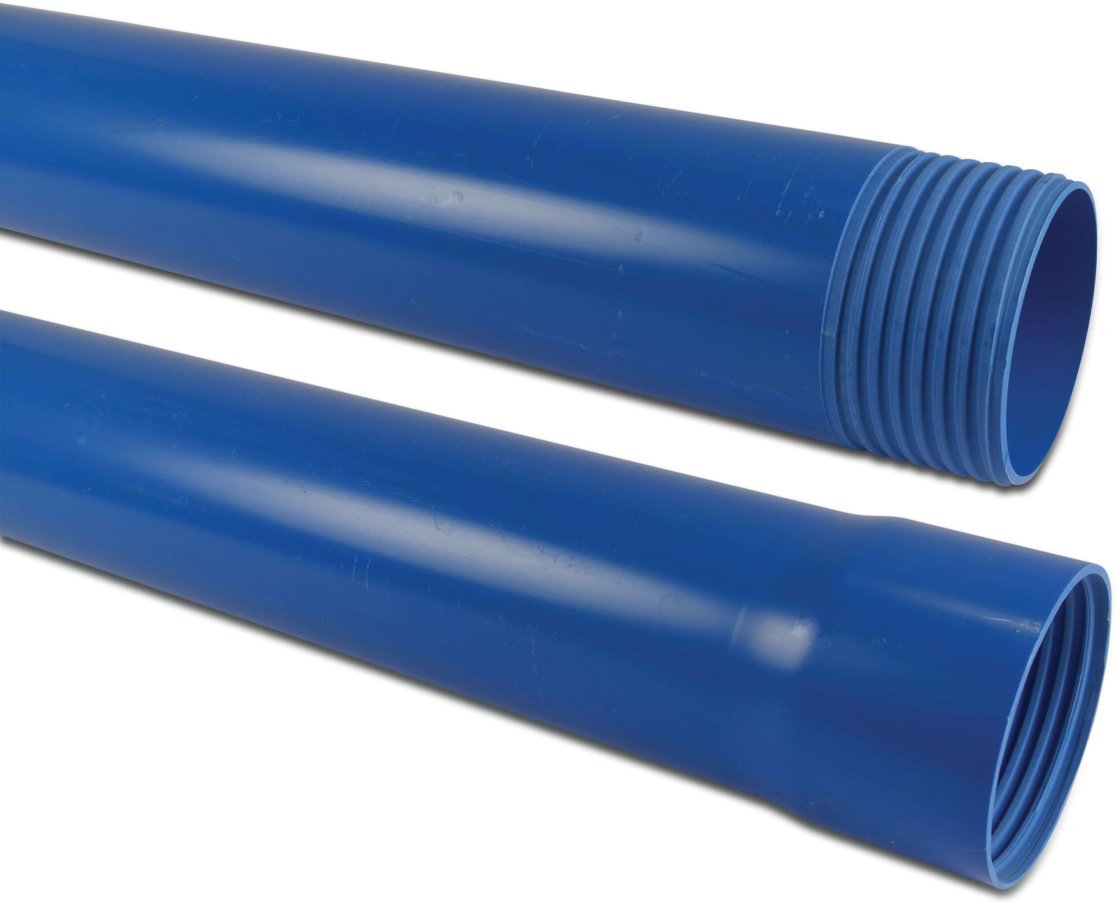Riser pipe PVC-U 4 1/2" female trapezium thread x male trapezium thread blue 1m