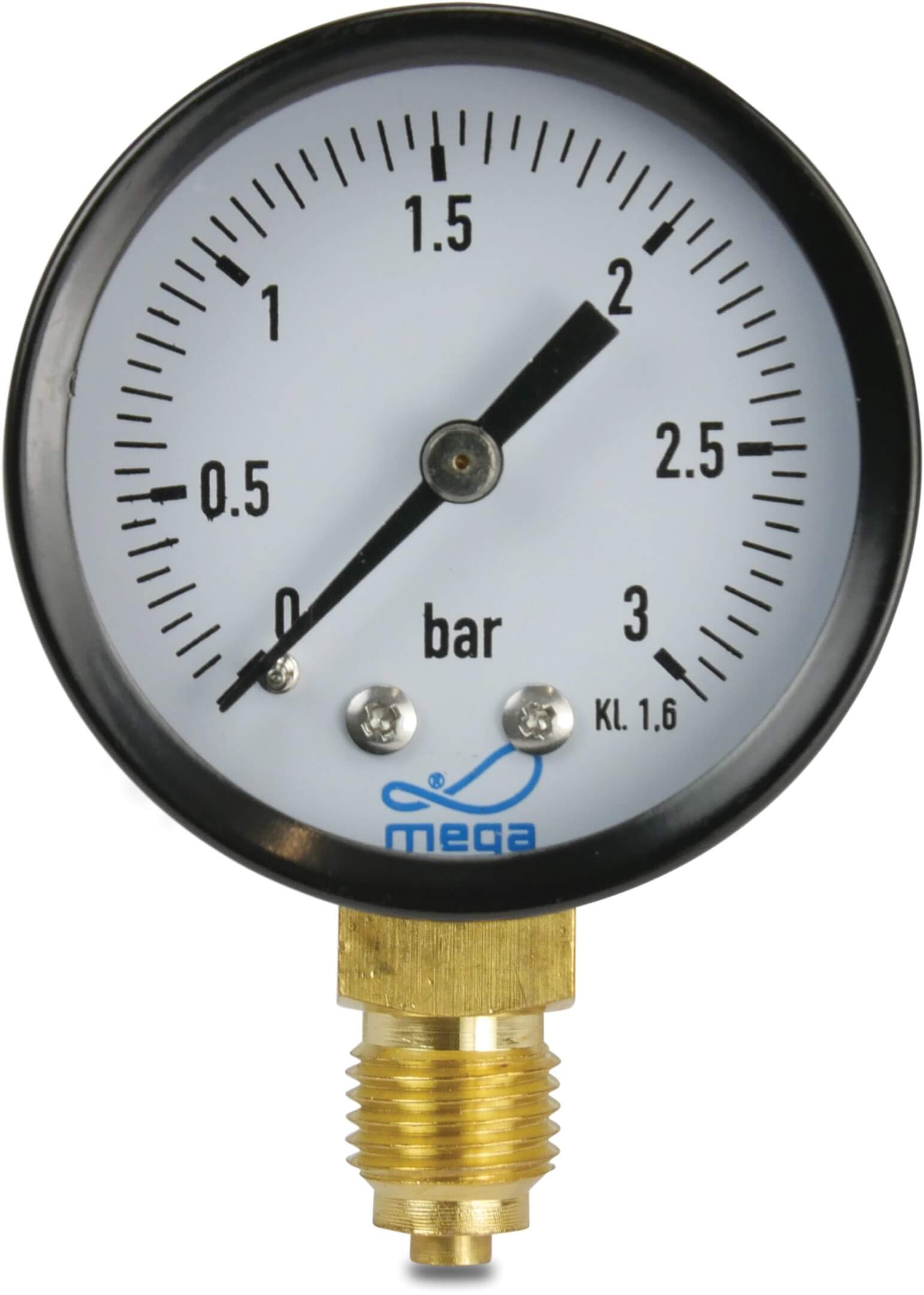 Profec Pressure gauge 50 mm male thread 0 - 2,5bar black type dry bottom connection 1/4"