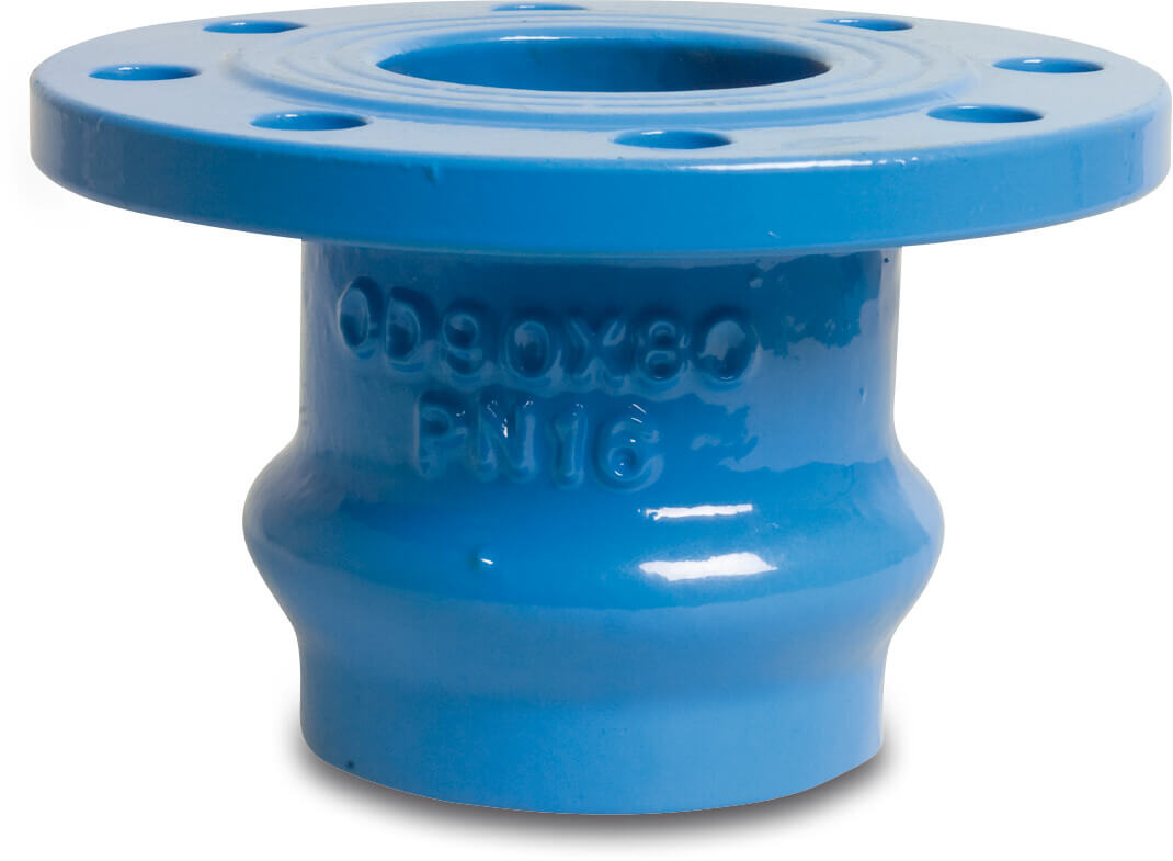 Profec Flange adaptor ductile iron (GGG40) epoxy coating 110 mm x DN100 ring seal x DIN flange 10bar DN100 blue PN10/16 type E-KS
