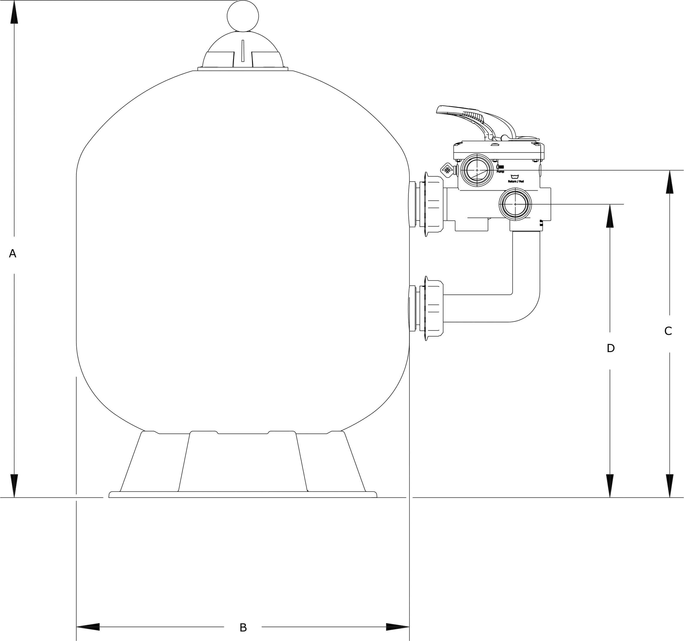 Sand filter PP 1 1/2" female thread 3,75bar beige type S450