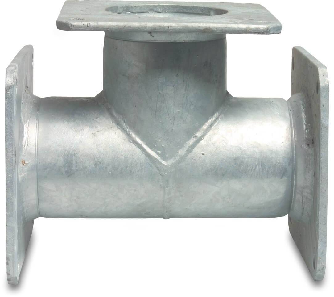 T-piece 90° steel galvanised 6" square flange