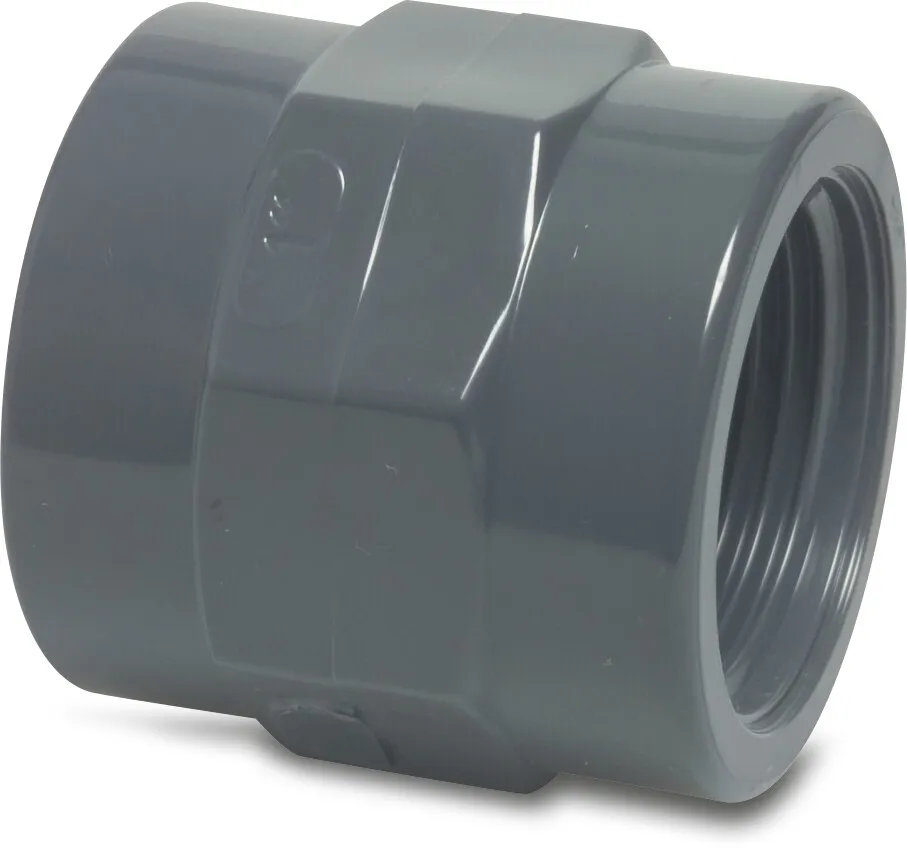 Gewindemuffe PVC-U 1" Innengewinde 10bar Grau P1