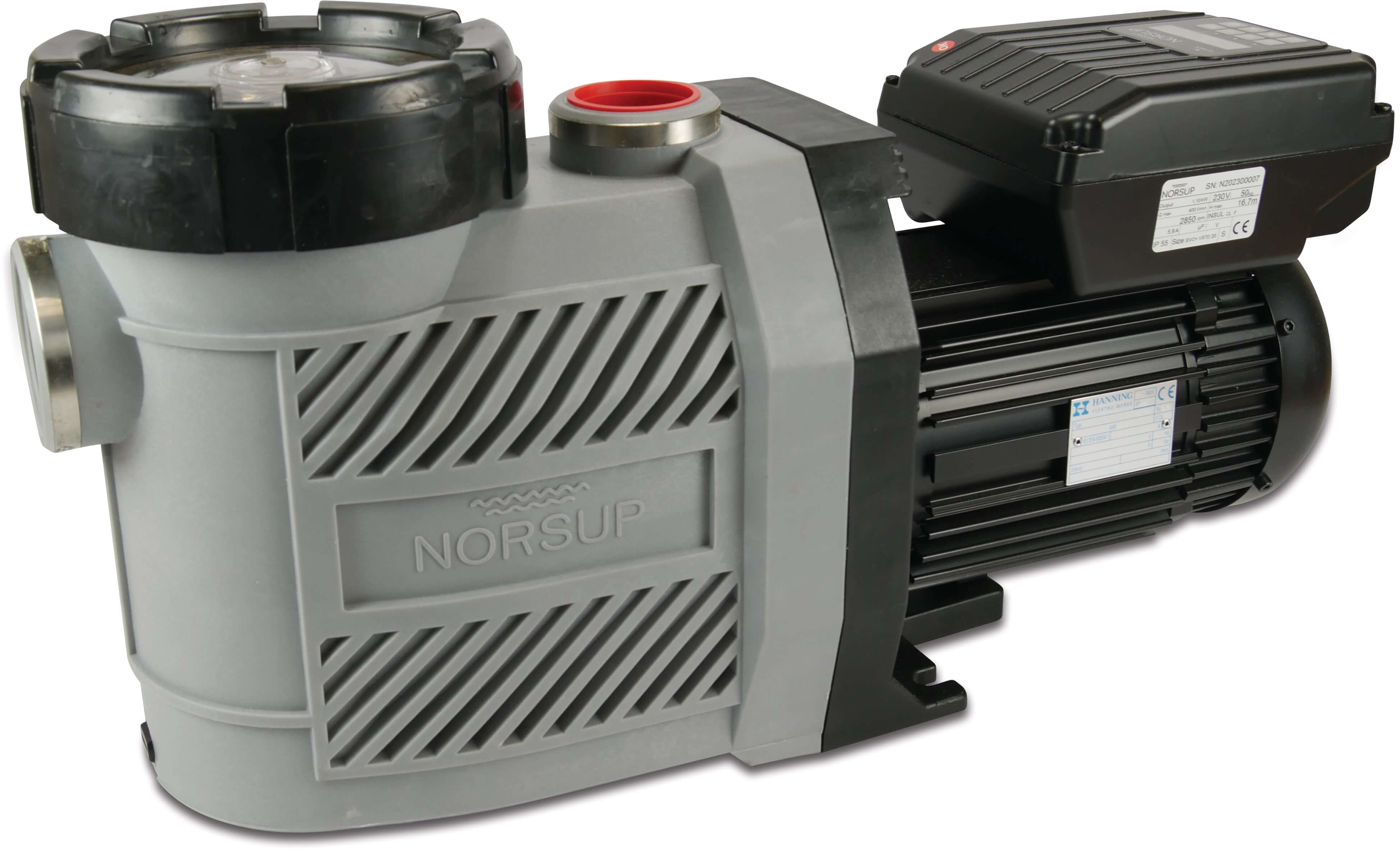 Norsup Pool pump 2" x 1 1/2" female thread 230VAC grey/black type EVO+ VSTD 1.5HP