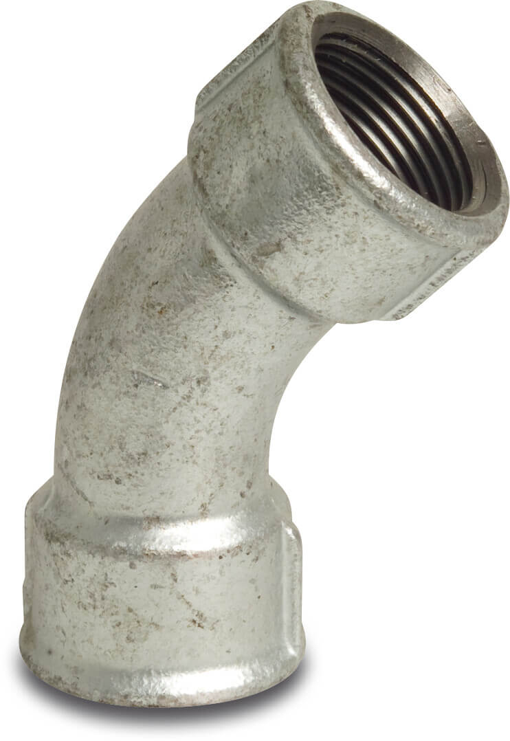 Profec Nr. 41 Bend 45° cast iron galvanised 1 1/4" female thread 25bar DVGW