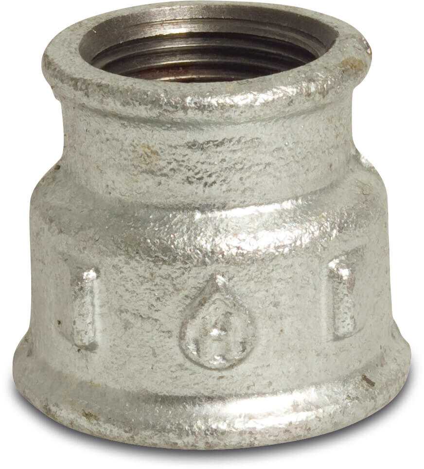 Profec Nr. 240 Reducer socket cast iron galvanised 1" x 3/4" female thread 25bar DVGW