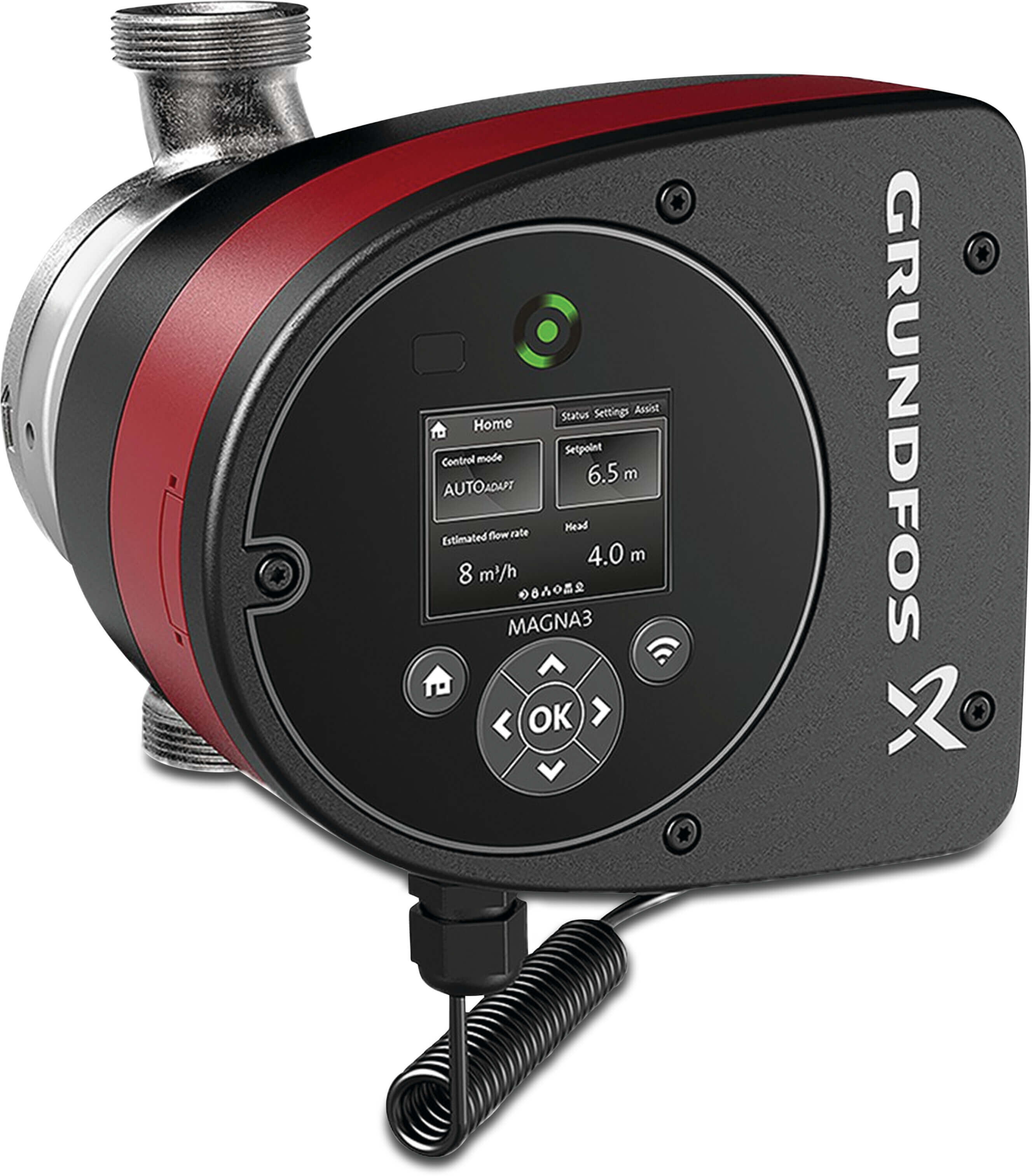 Grundfos Circulatiepomp met variabele snelheid RVS 1.5" buitendraad 10bar 0.46A 230VAC zwart/rood WRAS type MAGNA3 25-40N (180)