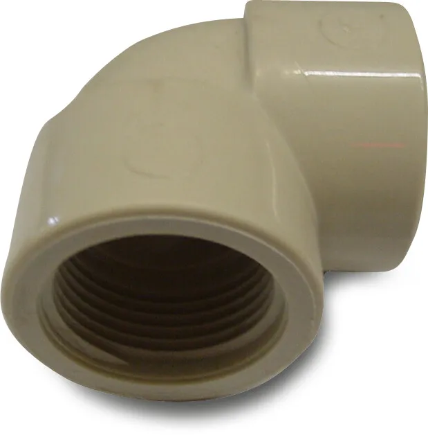 Knie 90° PP 1" binnendraad 10bar beige P1