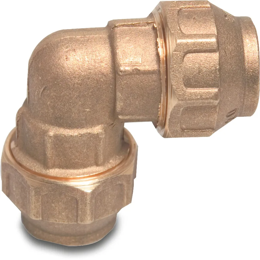 Coude à 90° laiton 32 mm à serrer 16bar DVGW S1