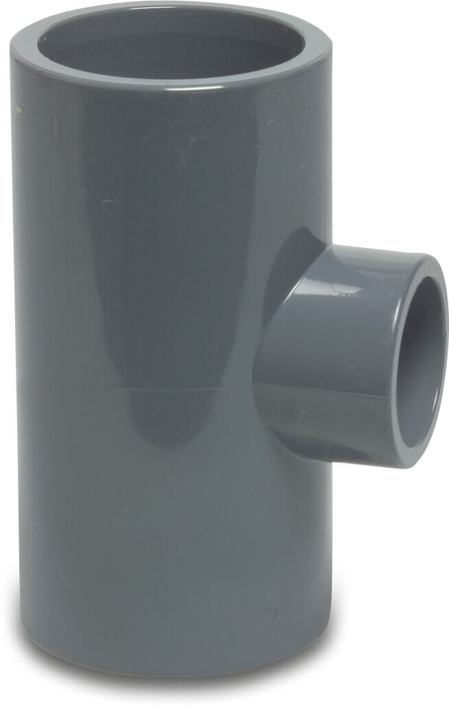 T-stuk 90° PVC-U 140 mm x 110 mm x 140 mm lijmmof 16bar grijs