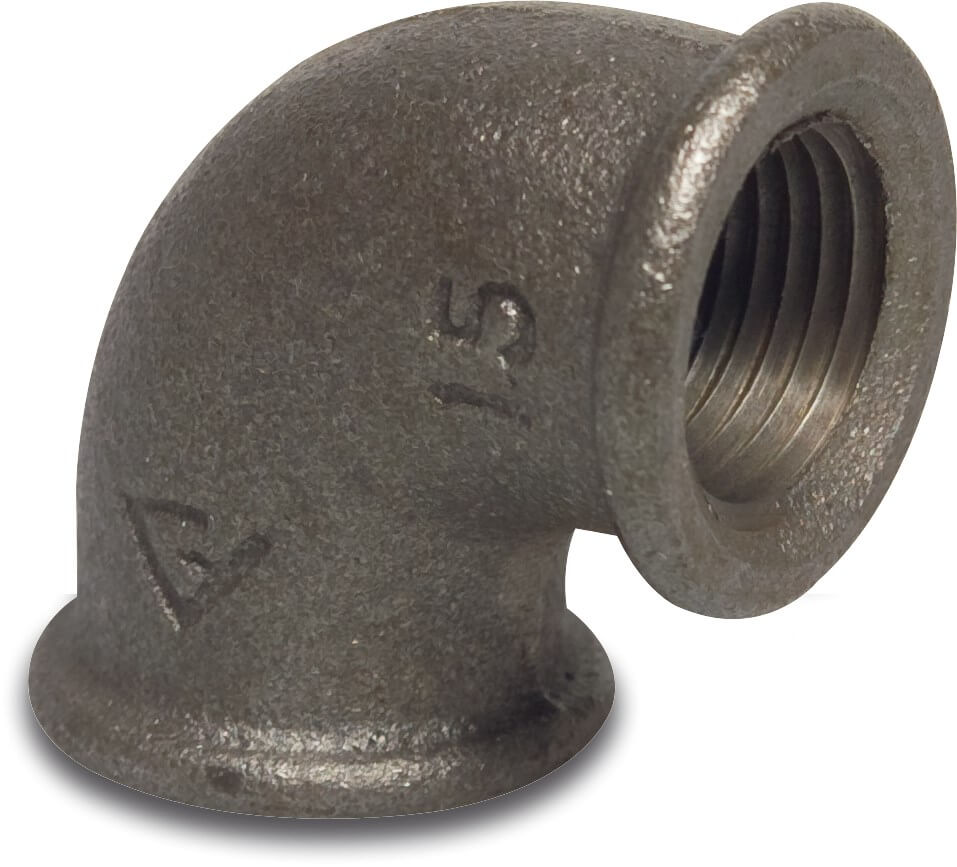 Profec Nr. 90 Elbow 90° cast iron black 1/2" female thread 25bar DVGW