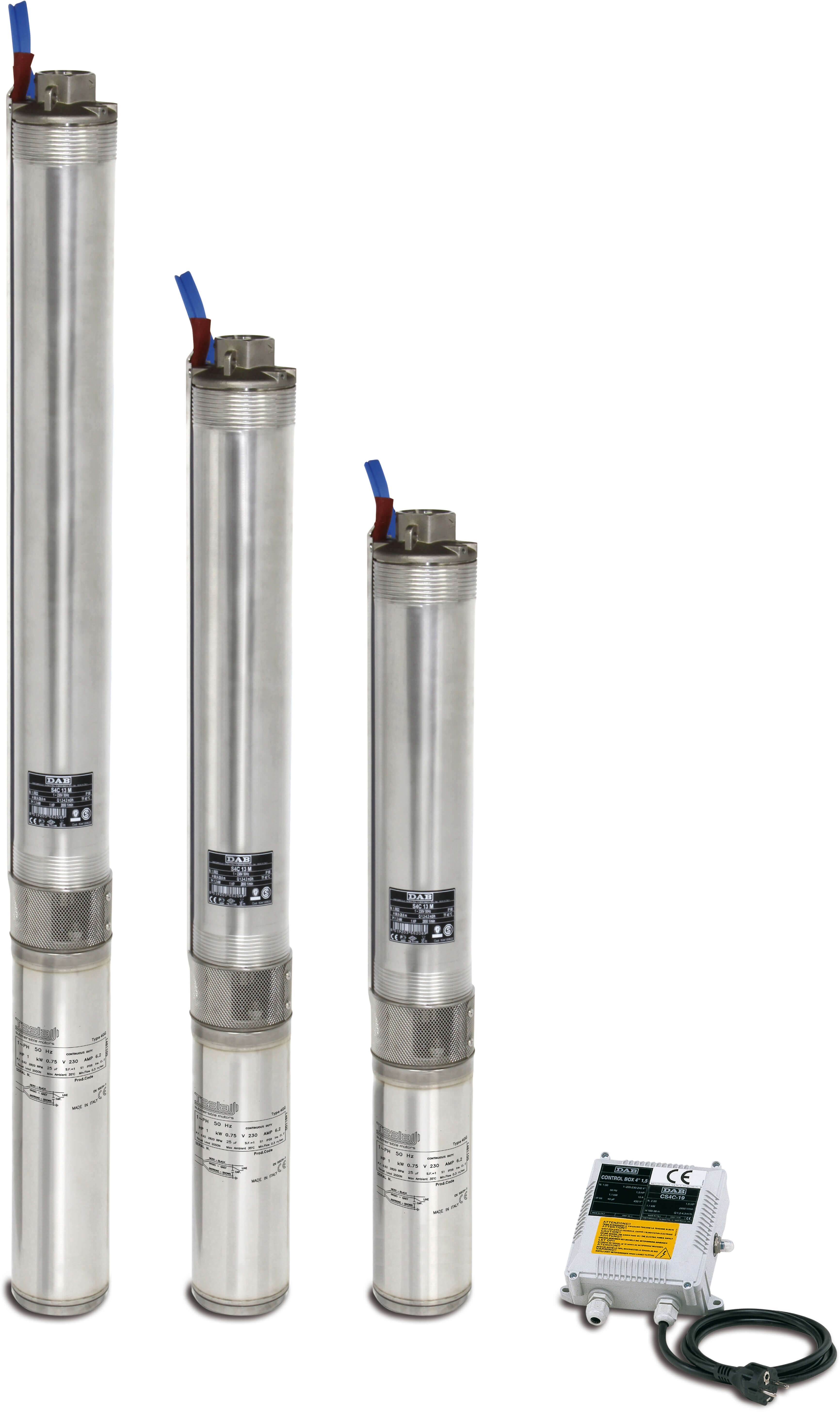 DAB Bronpomp RVS 304 2" binnendraad 3,6A 400VAC met 15m kabel type S4 KIT 8/7