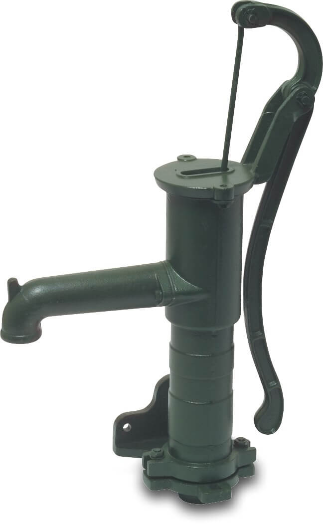 Hand pump cast iron 1 1/4" female thread green type standard wall flange