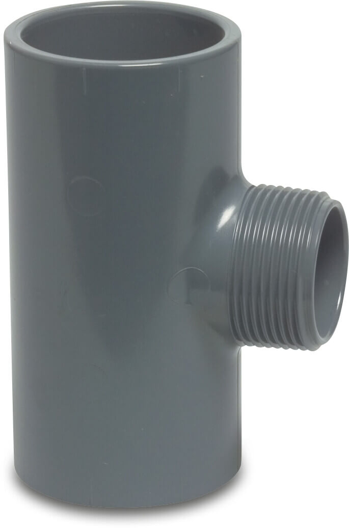 Profec Adaptor T-piece 90° PVC-U 32 mm x 1" x 32 mm glue socket x male thread x glue socket 10bar grey