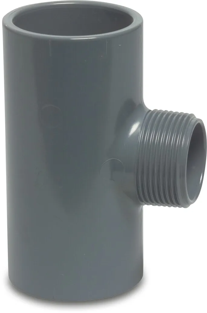 Profec Adaptor T-piece 90° PVC-U 32 mm x 1" x 32 mm glue socket x male thread x glue socket 10bar grey