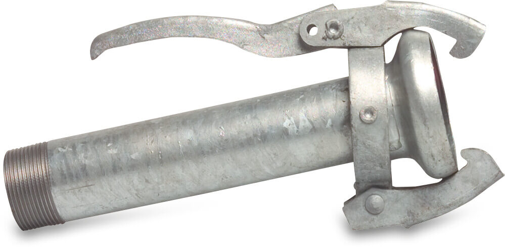 Quick coupler adaptor steel galvanised 108 mm x 4" female part Perrot x male thread type Perrot