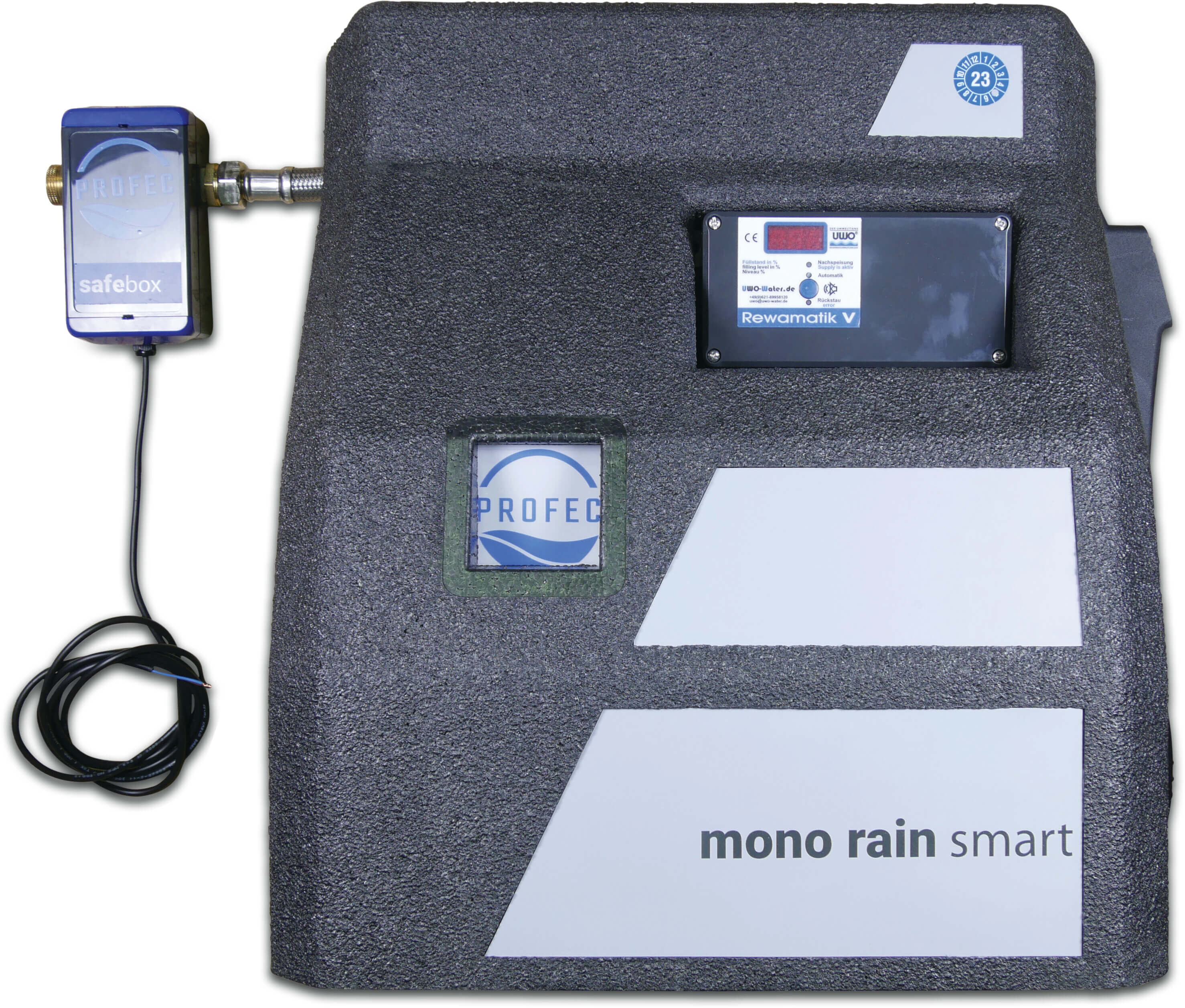 Profec Regnvandsforsyningssystem 5bar sort DVGW type Mono rain smart S with self priming pump including smart control