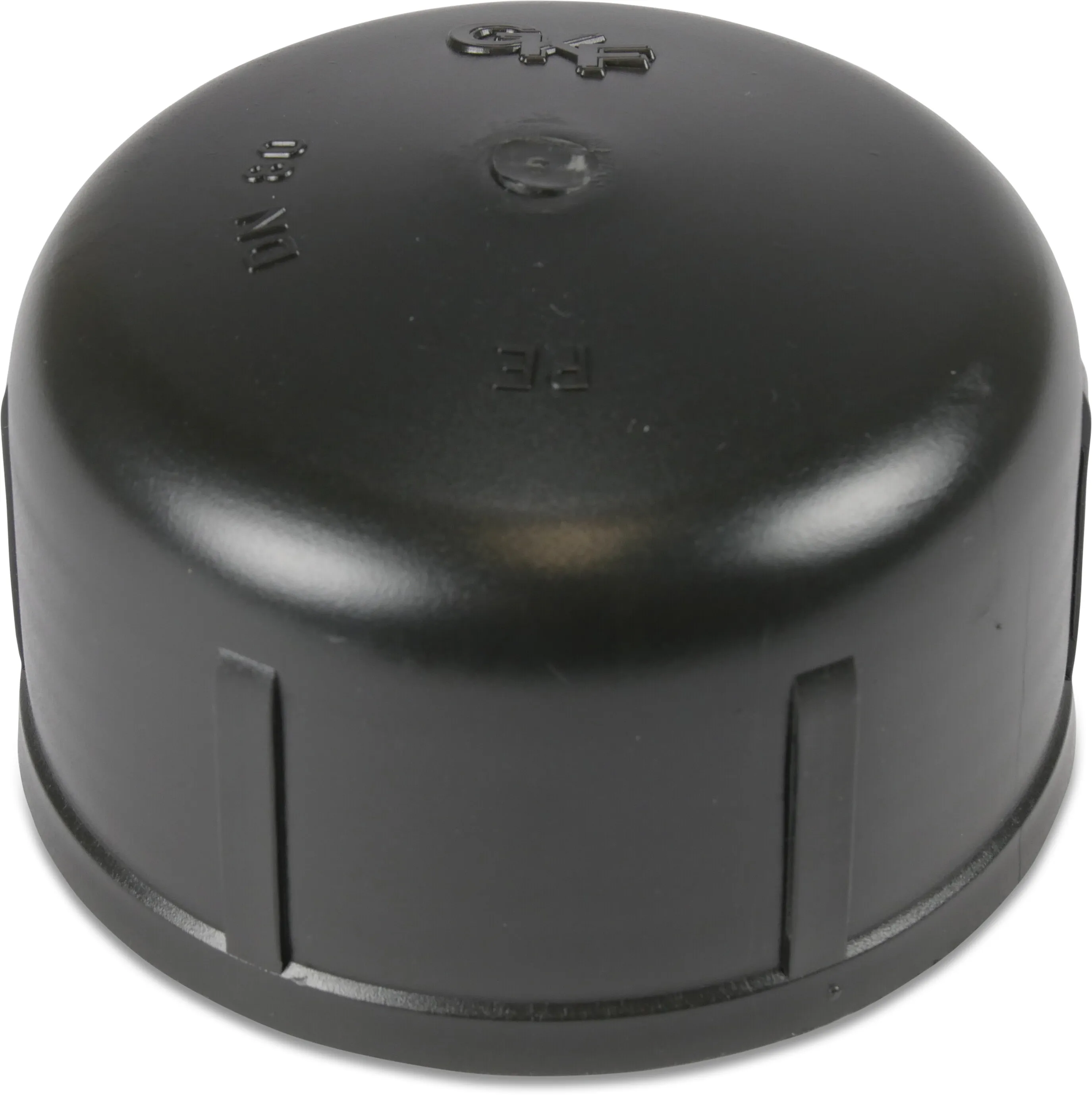 Bottom cap PE 4" female trapezium thread black