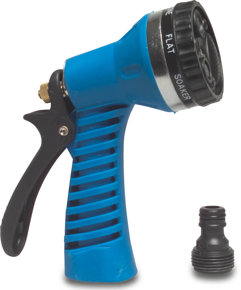 Spray pistol plastic 3/4" female thread/click blue type Six