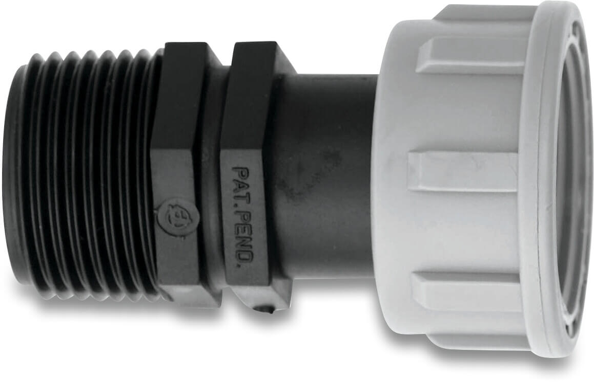 Tavlit Swivel overgang PP 1" indvendig gevind x udvendig gevind 10bar type with O-ring