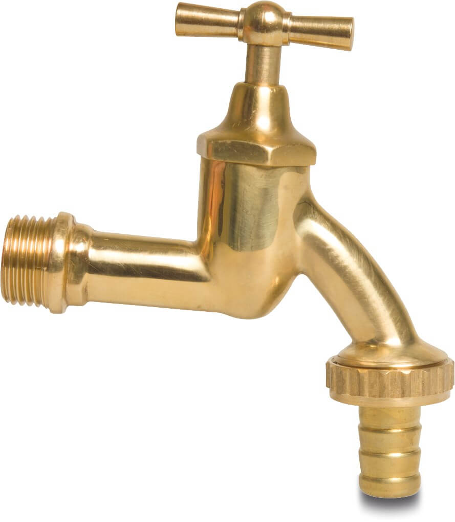 Profec Bibcock brass polished 1/2" x 13 mm male thread x hose tail 8bar