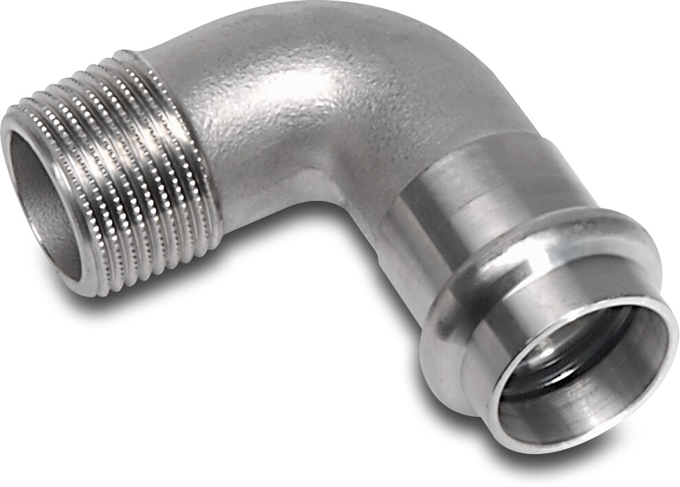 Bonfix Bøjning 90° rustfri stål 316L 3/4" x 22 mm udvendig gevind x press KIWA